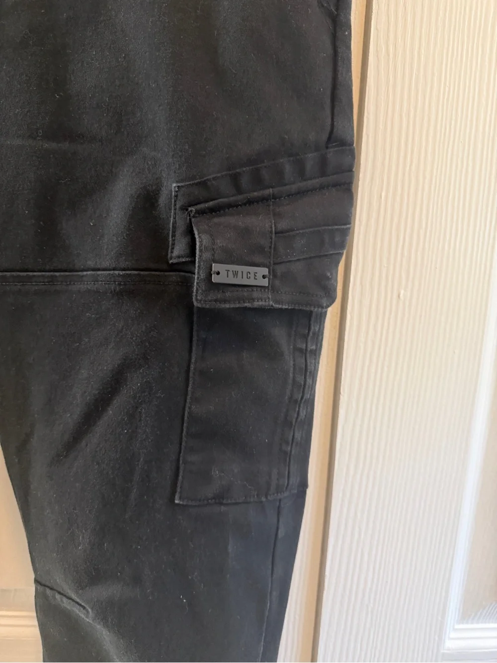 Twice Mens Cargo Jogger Pants size 32 Black Slim Fit Drawstring Stretch